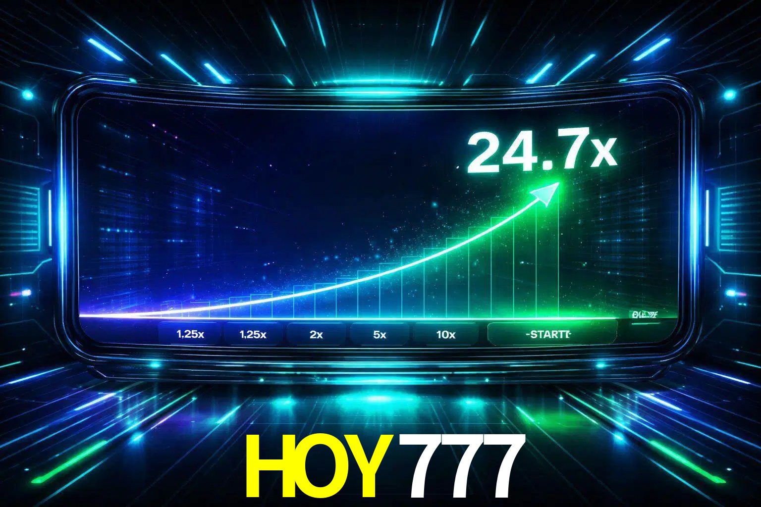Una pantalla moderna de juego estilo crash con multiplicadores ascendentes, visuales de neón y una interfaz intensa enfocada en la acción.